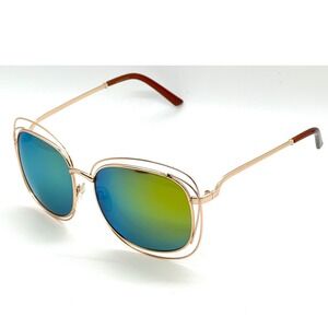 Womens Gold Frame Sunglasses Mirror Lens Fashion Oversized‎ Festival Party Style
